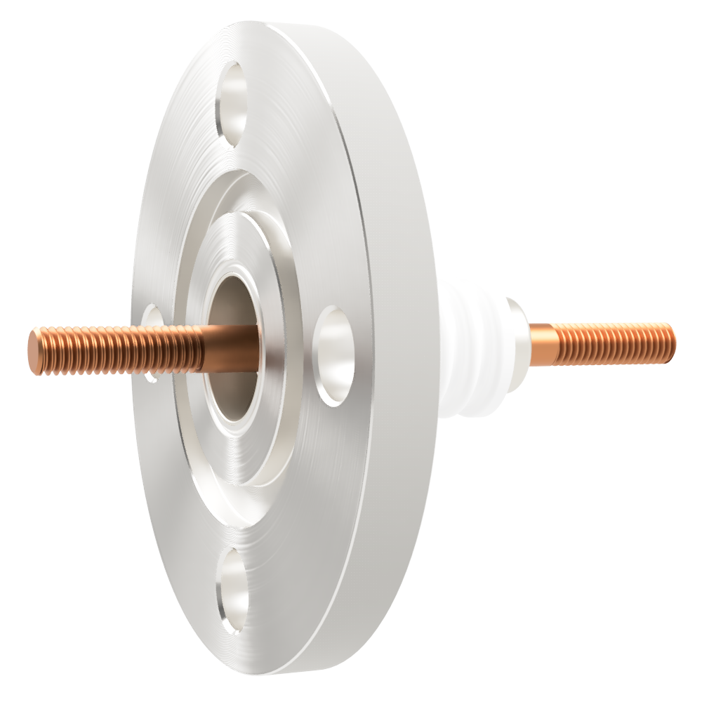 高電流 無酸素銅 電極 5kV - 145A 1個付き VG20 フランジ  先端ねじ加工あり