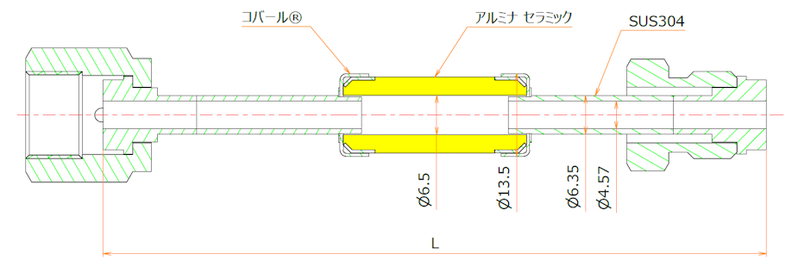 絶縁継手 1/4インチ めすVCR®/おす 10kV admin.label.item.size_image