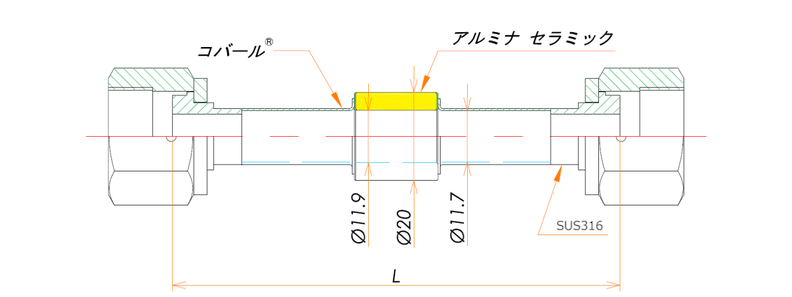 絶縁継手 1/2インチ めすVCR® 10kV admin.label.item.size_image
