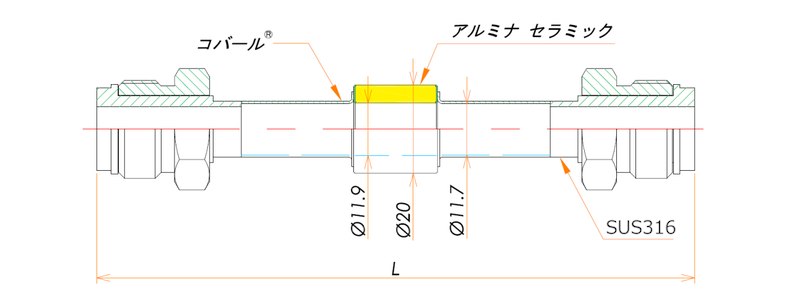 絶縁継手 1/2インチ おすVCR® 10kV admin.label.item.size_image