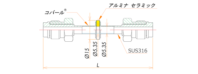 絶縁継手 1/4インチ おすVCR® 1kV admin.label.item.size_image