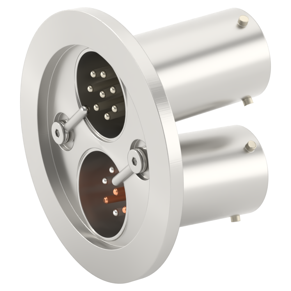 多ピン BURNDY 8 PIN + T熱電対4対 NW40 フランジ ガイド付き
