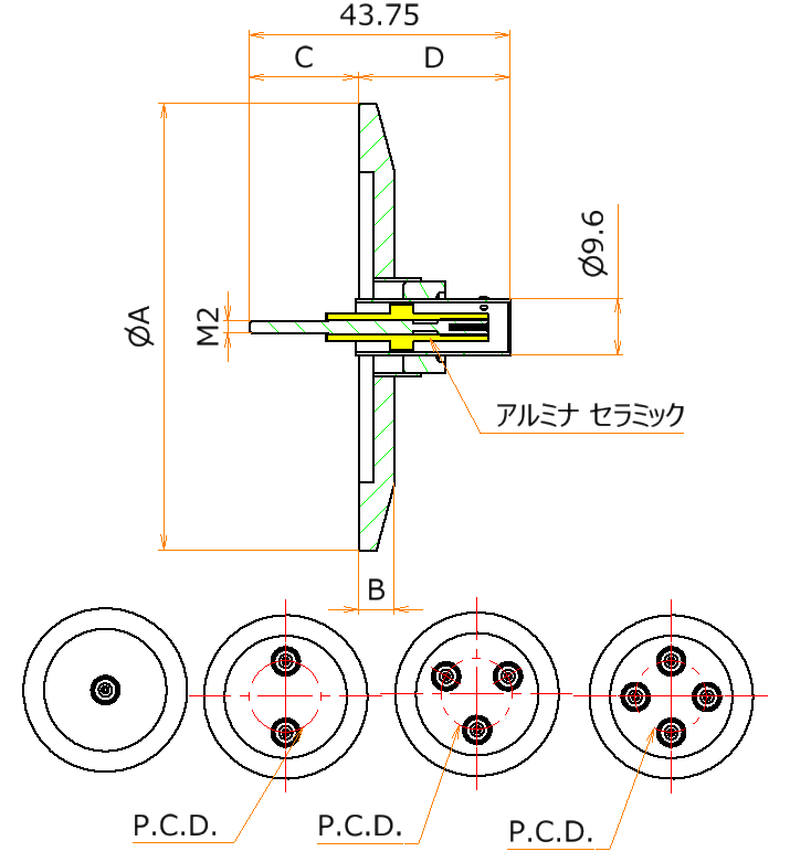 同軸 BNC-R-F-M2 3個付き NW/KF50 フランジ admin.label.item.size_image