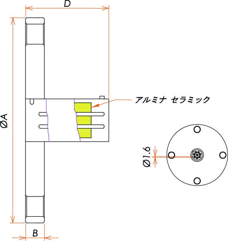 K熱電対 BURNDY 4対 VF20 フランジ ガイド付き セット(耐熱温度250℃) admin.label.item.size_image