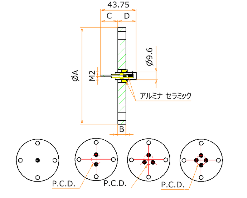 同軸 BNC-R-F-M2 1個付き VF40 フランジ admin.label.item.size_image
