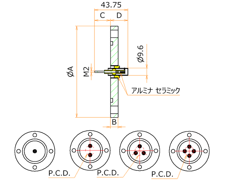 同軸 BNC-R-F-M2 1個付き VG40 フランジ admin.label.item.size_image