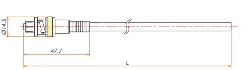 接続部品 大気側 片側プラグ付きケーブル SHV 用 L=1000 寸法画像