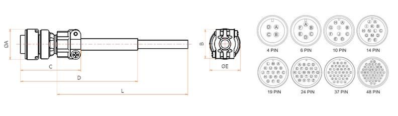 接続部品 大気側 プラグ+ポリエチレン被覆ケーブル付 MS 10PIN L=2500 admin.label.item.size_image