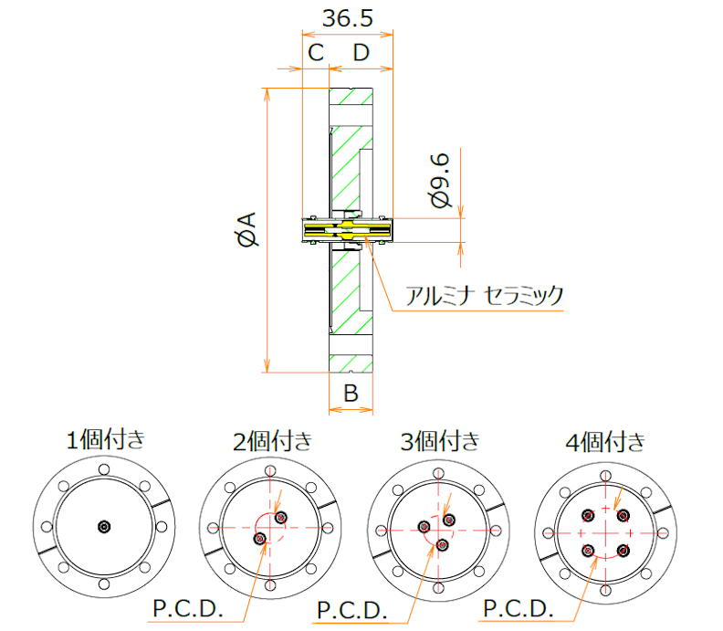 同軸 MHV-JJ-F 2個付き ICF114 フランジ admin.label.item.size_image