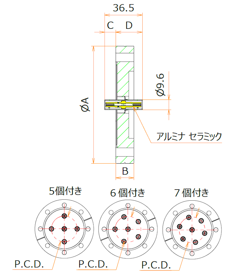 同軸 MHV-JJ 5個付き ICF114 フランジ admin.label.item.size_image