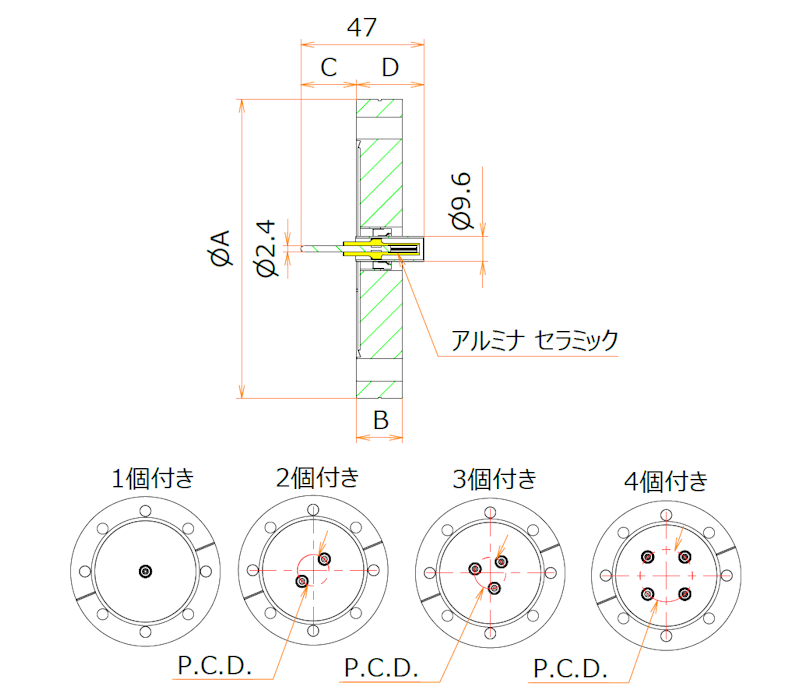 同軸 MHV-R-F 4個付き ICF114 フランジ admin.label.item.size_image