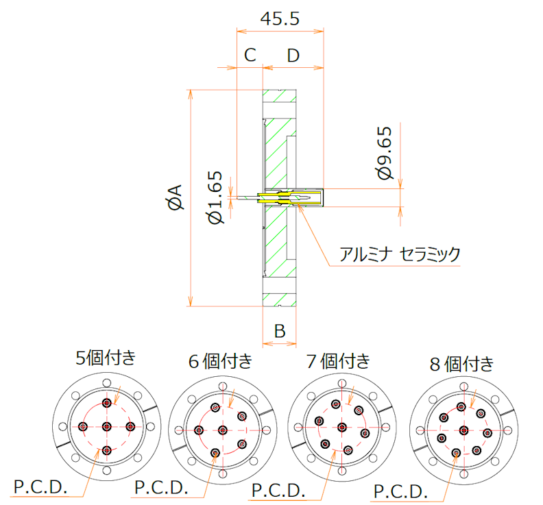 同軸 SHV-R 8個付き ICF114 フランジ admin.label.item.size_image