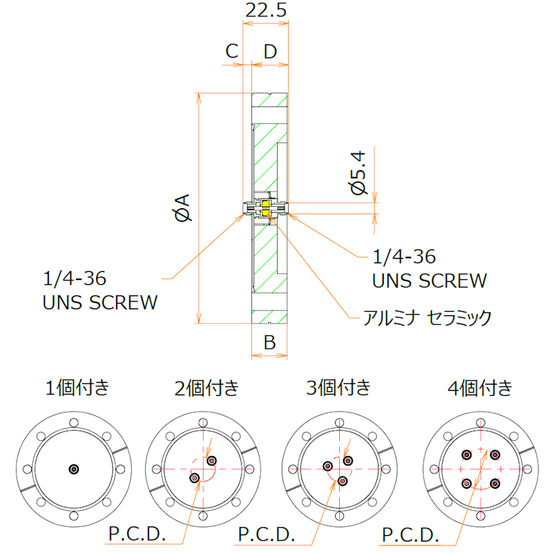 同軸 SMA-JJ 4個付き ICF114 フランジ admin.label.item.size_image