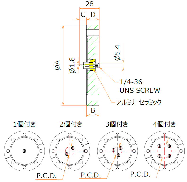 同軸 SMA-R-F 1個付き ICF114 フランジ admin.label.item.size_image