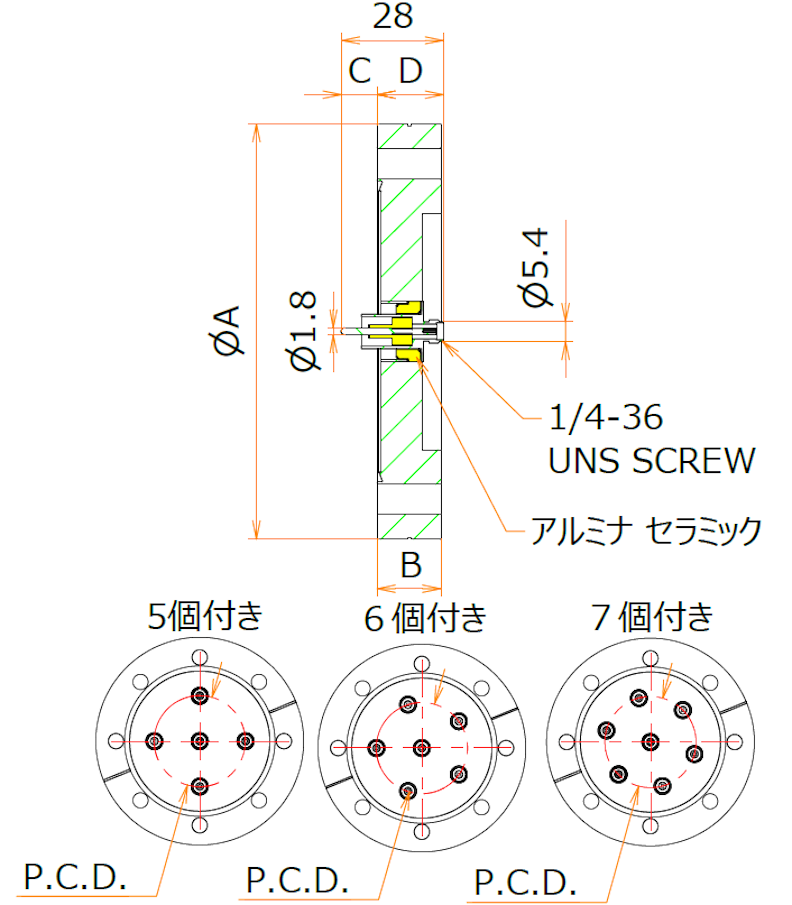 同軸 SMA-R-F 7個付き ICF114 フランジ admin.label.item.size_image
