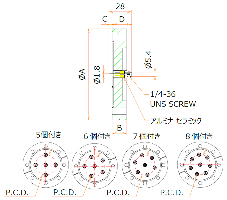 同軸 SMA-R 5個付き ICF114 フランジ admin.label.item.size_image