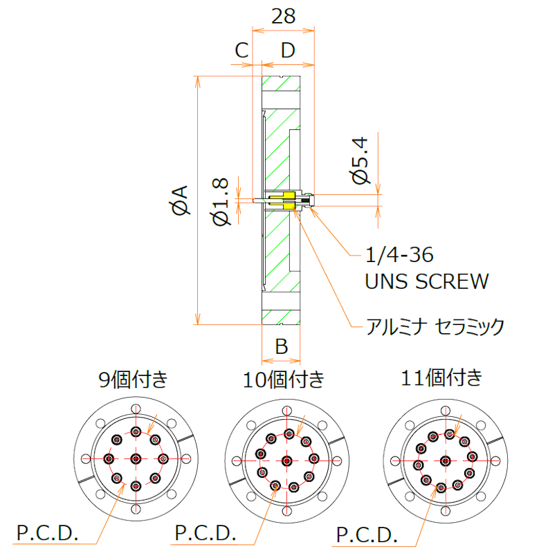 同軸 SMA-R 10個付き ICF114 フランジ admin.label.item.size_image