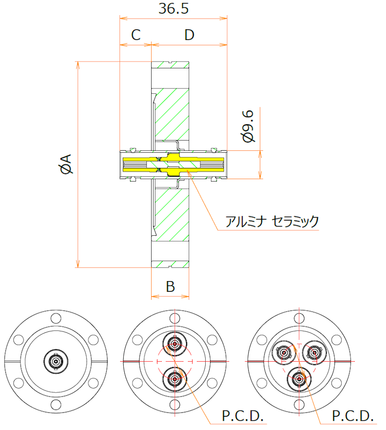 同軸 MHV-JJ 1個付き ICF70 フランジ admin.label.item.size_image