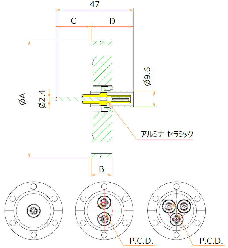 同軸 MHV-R-F 2個付き ICF70 フランジ admin.label.item.size_image