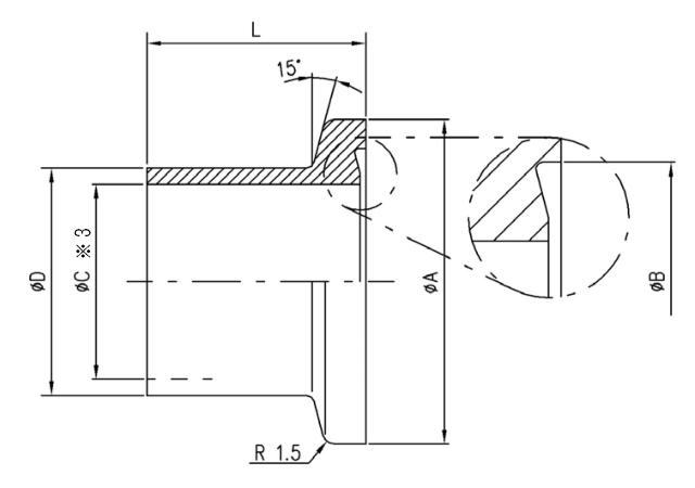 32.063005.631.363 Flange NW63 SUS316L 寸法画像