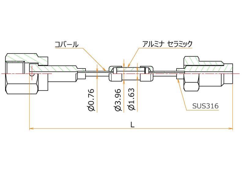 絶縁継手 1/16インチ VCR®めす/おす 2kV admin.label.item.size_image
