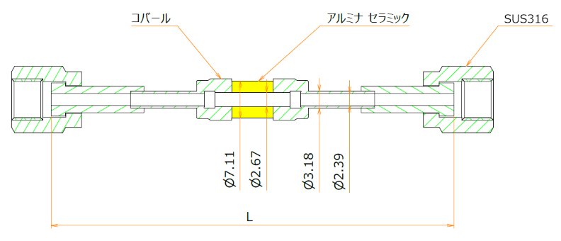 絶縁継手 1/8インチ VCR®めす 5kV admin.label.item.size_image