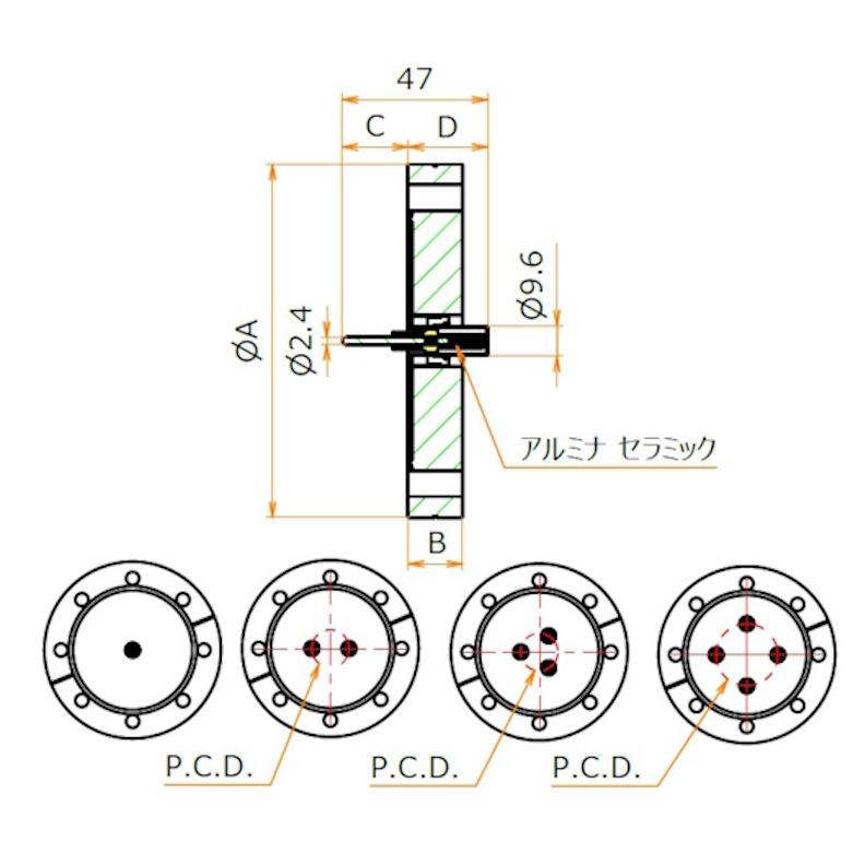 同軸 MHV-R-F 3個付き ICF114 フランジ admin.label.item.size_image