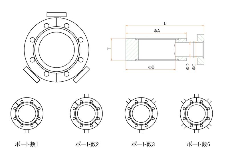 ICF114 ラジアルポートフランジ ICF34X1 寸法画像