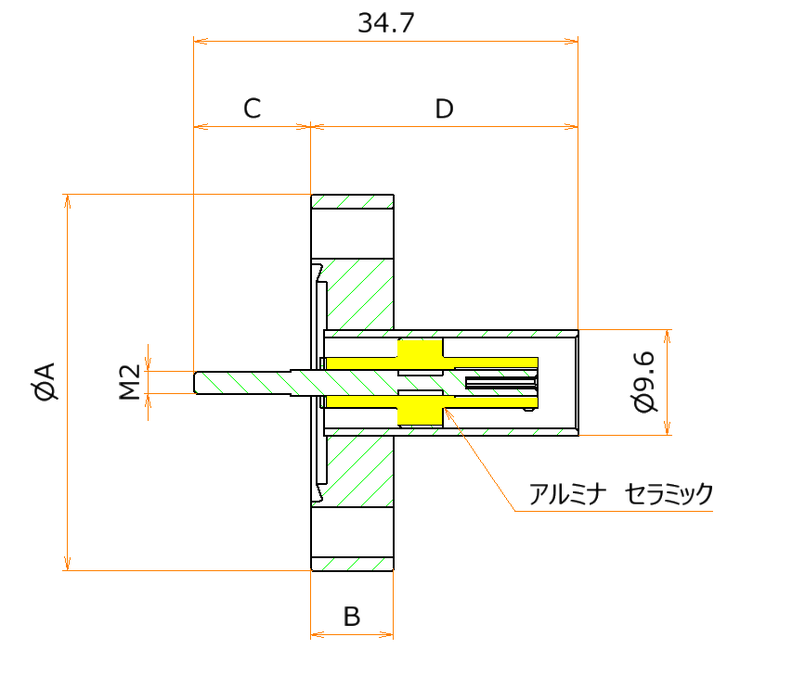 同軸 BNC-R-M2-SCREW 1個付き ICF34 フランジ admin.label.item.size_image