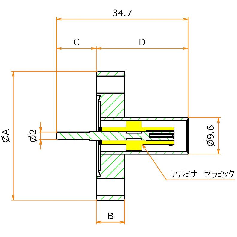 同軸 BNC-R-M2-SCREW 1個付き ICF34 フランジ admin.label.item.size_image