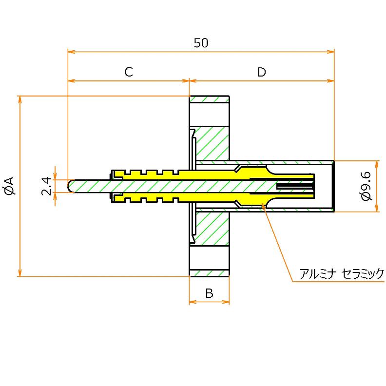 同軸 5kV-BNC-R 1個付き ICF34 フランジ admin.label.item.size_image