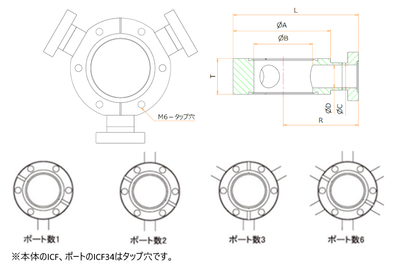 ICF70 ラジアルポートタップフランジ ICF34X1 admin.label.item.size_image