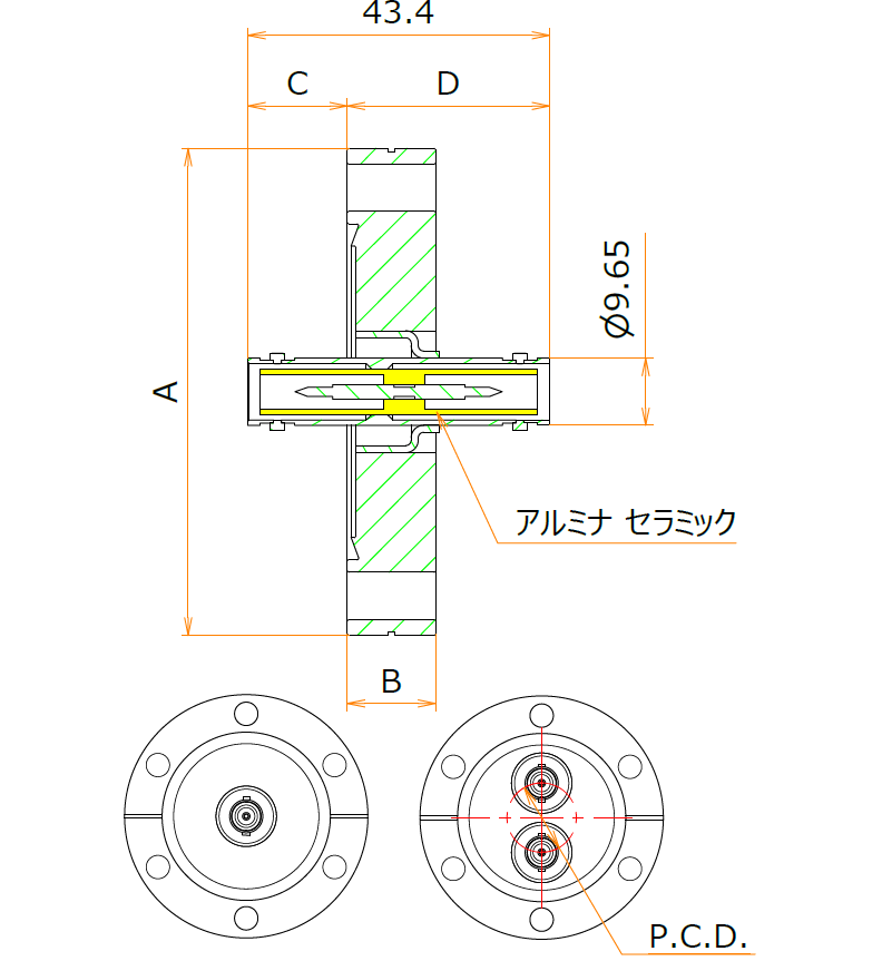 同軸 SHV-JJ 1個付き ICF70 フランジ admin.label.item.size_image