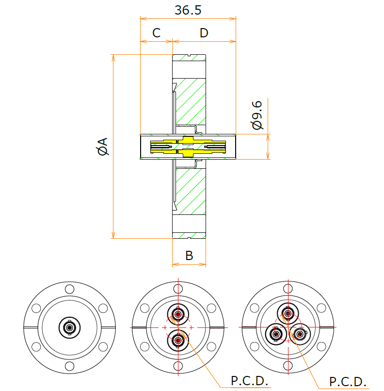 同軸 BNC-JJ 2個付き ICF70 フランジ admin.label.item.size_image