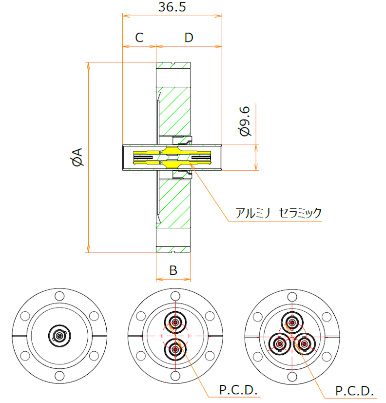 同軸 BNC-JJ-F 3個付き ICF70 フランジ admin.label.item.size_image