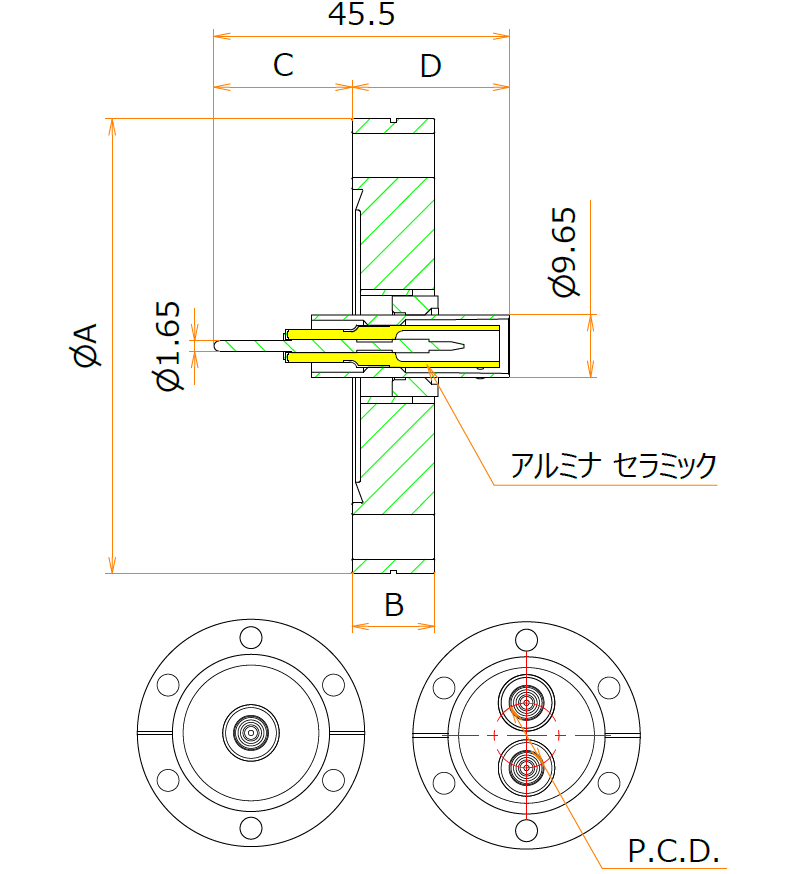 同軸 SHV-R-F 1個付き ICF70 フランジ admin.label.item.size_image