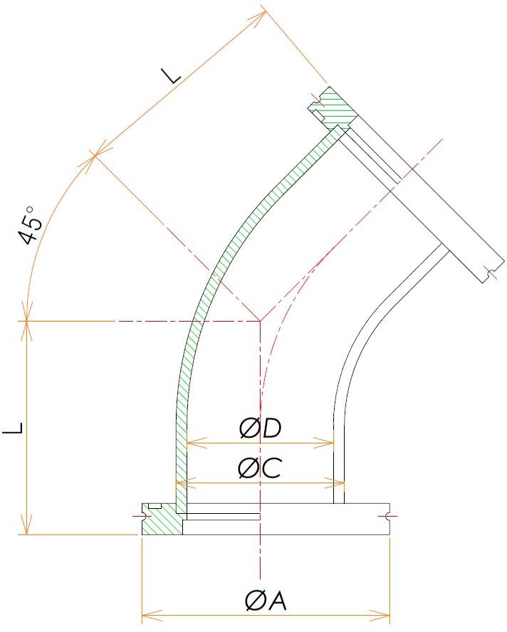 45 Iso Code ISOK80EL45 / ISO-K80 45°エルボ | 【公式】コスモ・テック | 真空部品通販サイト