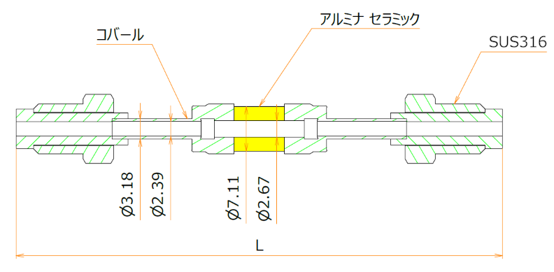 絶縁継手 1/8インチ VCR®おす 5kV admin.label.item.size_image