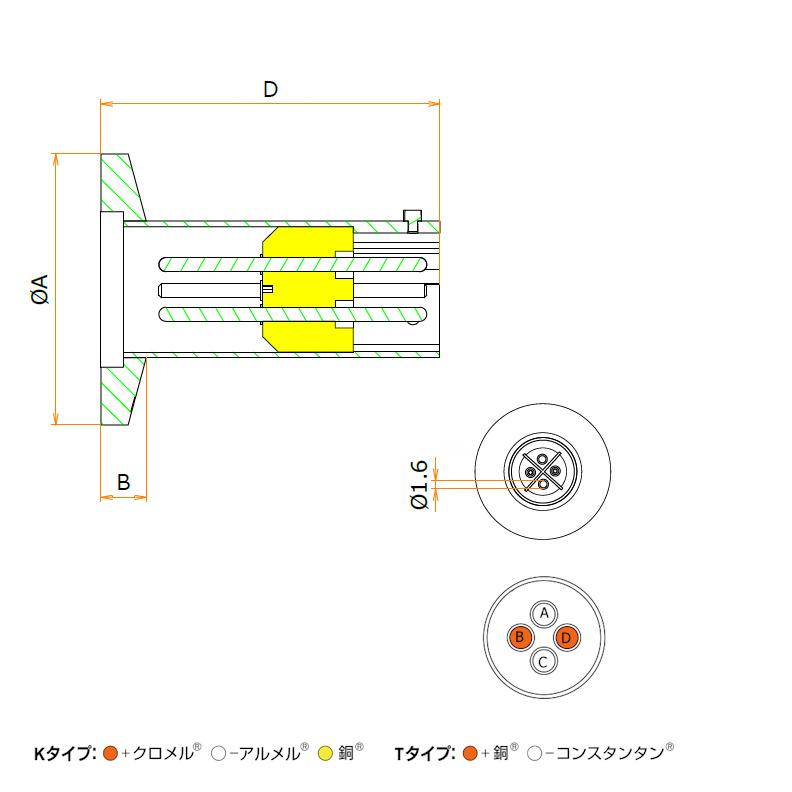 T熱電対 BURNDY 2対 NW/KF16 フランジ ガイドなし admin.label.item.size_image