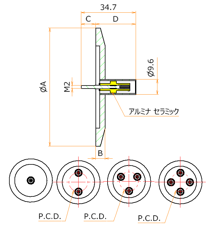 同軸 BNC-R-M2-SCREW 3個付き NW/KF40 フランジ admin.label.item.size_image