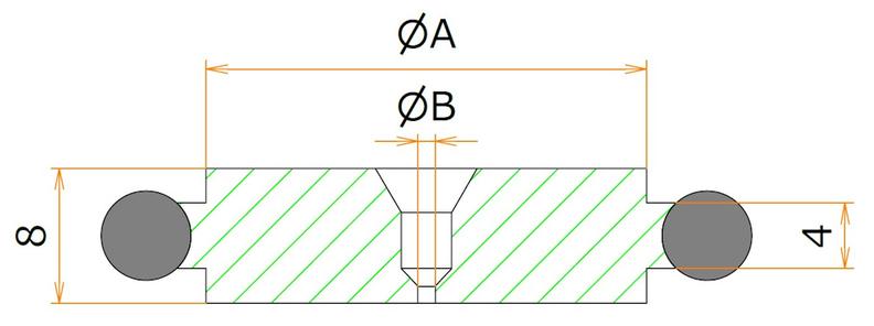 NW10 センターリング ブランクタイプ SUS/Viton 中心穴1mm 寸法画像