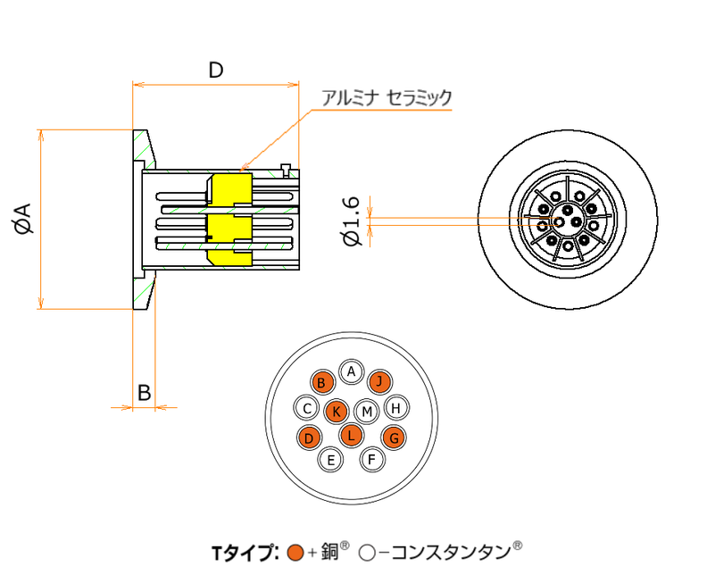 T熱電対 BURNDY 6対 NW/KF25 フランジ ガイドなし admin.label.item.size_image