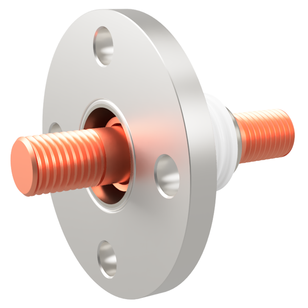 高電流 無酸素銅 電極 5kV - 476A 1個付き VF40 フランジ  先端ねじ加工あり