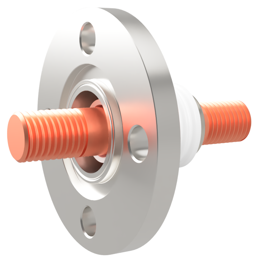 高電流 無酸素銅 電極 5kV - 476A 1個付き VG20 フランジ  先端ねじ加工あり