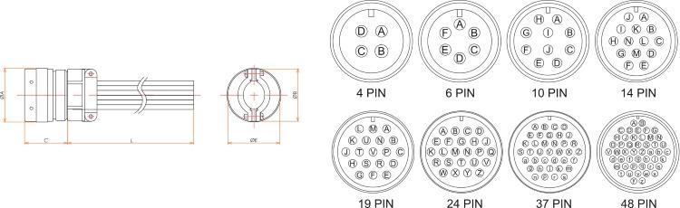 接続部品 大気側 プラグ+ポリエチレン被覆ケーブル付 MS 4PIN L=1000 admin.label.item.size_image