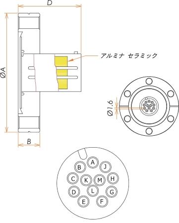 多ピン BURNDY 高電流 12 PIN ICF70 フランジ ガイド付き admin.label.item.size_image