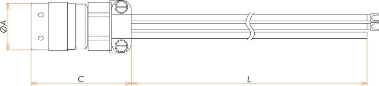 接続部品 大気側 コンビ プラグ+ガラス被覆+PVC被覆ケーブル 2対+4PIN L=1000 admin.label.item.size_image