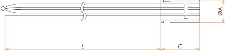 接続部品 真空側 K熱電対 インサート+カプトン被覆ケーブル付 4PIN L=1000 admin.label.item.size_image