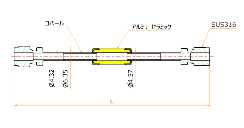 絶縁継手 1/4インチ Swagelok® 10kV admin.label.item.size_image