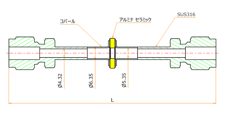 絶縁継手 1/4インチ Swagelok® 1kV admin.label.item.size_image